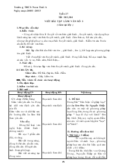Giáo án Ngữ văn 8 Tuần 27 Tiết 103,104 Viết bài tập làm văn số 5 ( làm tại lớp )