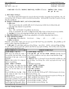 Giáo án Ngữ văn 9 - Tuần 22 - Trường THCS Đạ Long