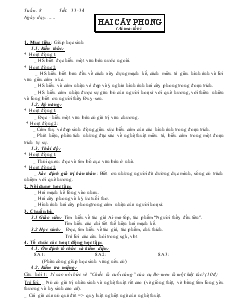 Giáo án Ngữ văn lớp 6 Tuần 8 Tiết 33, 34 Hai cây phong