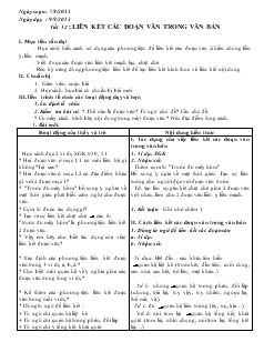 Giáo án Ngữ văn lớp 8 Tiết 12 Liên kết các đoạn văn trong văn bản