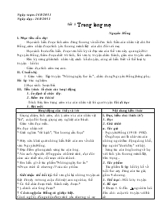 Giáo án Ngữ văn lớp 8 Tiết 5 Trong lòng mẹ