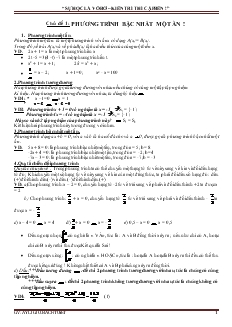 Giáo án Tự chọn 8 Chủ đề 1 Phương trình bậc nhất một ẩn