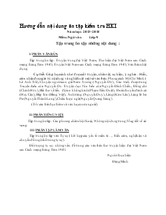 Hướng dẫn nội dung ôn tập kiểm tra học kỳ I năm học: 2013 -2014 môn: Ngữ văn lớp 9