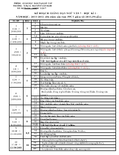 Kế hoạch giảng dạy Ngữ văn 7 – học kì I năm học: 2011- 2012 (đã chỉnh sửa theo phân phối chương trình giảm tải 2011,19 tuần)