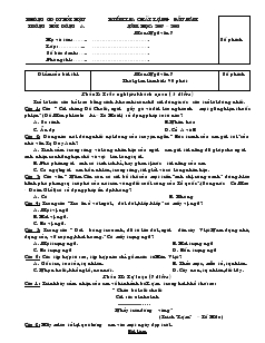 Kiểm tra chất lượng đầu năm năm học: 2007 – 2008 môn: Ngữ văn 7