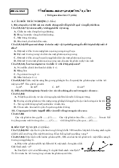 Kiểm tra môn Vật lí, học kỳ I lớp 7 - Mã đề: L712