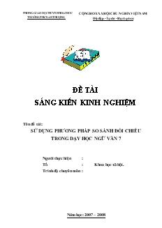 Sử dụng phương pháp so sánh đối chiếu trong dạy học Ngữ văn 7