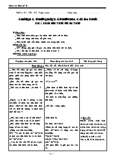 Tuần 01 tiết 01 chương I Phép nhân và phép chia các đa thức bài 1 nhân đơn thức với đa thức