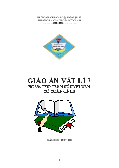 Bài giảng Giáo án lý 7 - Mục tiêu chương 1: Quang học