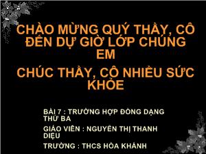 Bài giảng Hình học 8 Bài 7 Trường hợp đồng dạng thứ ba