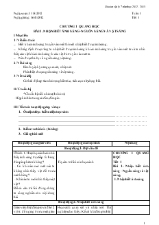 Bài giảng Môn Vật lý lớp 7 - Bài 1 - Nhận biết ánh sáng - Nguồn sáng và vật sáng (tiết 10)