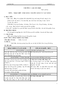 Bài giảng Môn Vật lý lớp 7 - Tiết 1: Nhận biết ánh sáng - Nguồn sáng và vật sáng (tiết 22)