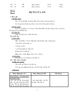 Bài giảng Môn Vật lý lớp 7 - Tiết 13 - Bài 12- Độ to của âm (tiếp theo)