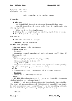 Bài giảng Môn Vật lý lớp 7 - Tiết 15: Phản xạ âm - Tiếng vang (tiết 3)