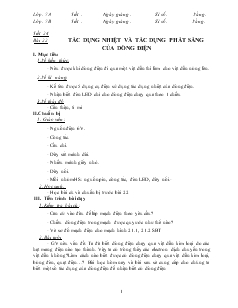 Bài giảng Môn Vật lý lớp 7 - Tiết 24 - Bài 22  - Tác dụng nhiệt và tác dụng phát sáng của dòng điện (tiếp)