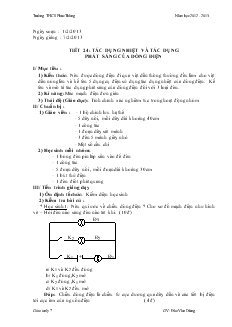 Bài giảng Môn Vật lý lớp 7 - Tiết 24: Tác dụng nhiệt và tác dụng phát sáng của dòng điện (tiếp theo)