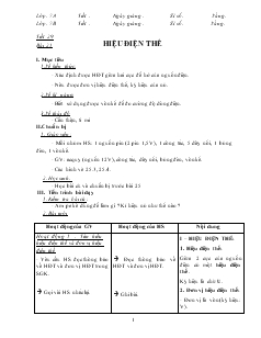 Bài giảng Môn Vật lý lớp 7 - Tiết 29 - Bài 25 - Hiệu điện thế (tiếp)