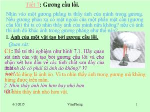 Bài giảng Môn Vật lý lớp 7 - Tiết 7: Gương cầu lồi (tiếp theo)