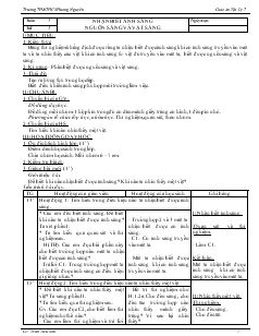 Bài giảng Môn Vật lý lớp 7 - Tuần 1 - Tiết 1 - Nhận biết ánh sáng nguồn sáng và vật sáng (tiết 10)