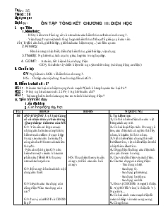 Bài giảng Môn Vật lý lớp 7 - Tuần 35 - Tiết 35 - Ôn tập tổng kết chương III: Điện học