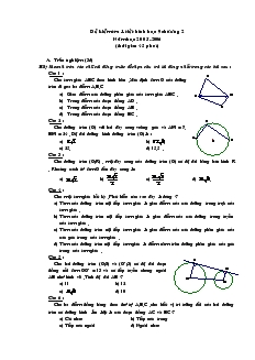 Bài kiểm tra 1 tiết chương II môn Hình học 9 Trường THCS Trần Văn Ơn