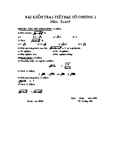 Bài kiểm tra 1 tiết Đại số 9 Chương 1 Trường THCS Chu Văn An