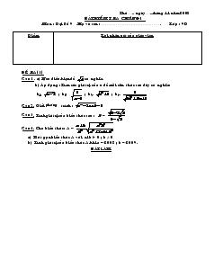Bài kiểm tra chương 1 Môn: Đại số 9