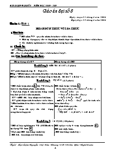 Bài soạn Đại số 8 năm học 2008 – 2009 THCSTiên Yên NghiXuân