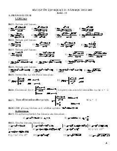 Bài tập ôn tập học kỳ II - Năm học 2012-2013 khối: 11