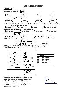 Bài tập trắc nghiệm Toán Lớp 9