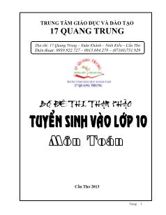 Bộ đề tuyển sinh thi vào lớp 10 Môn thi: Toán