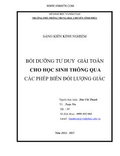 Bồi dưỡng tư duy giải toán cho học sinh thông qua các phép biến đổi lượng giác