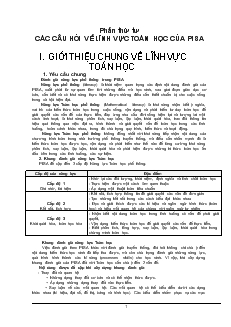 Các câu hỏi về lĩnh vực toán học của Pisa