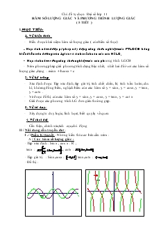 Chủ đề tự chọn Đại số lớp 11 - Hàm số lượng giác và phương trình lượng giác