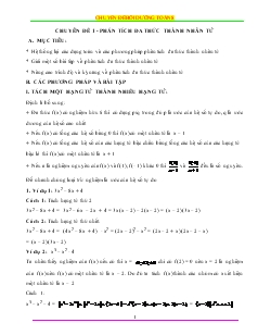 Chuyên đề 1 - Phấn tích đa thức thành nhân tử