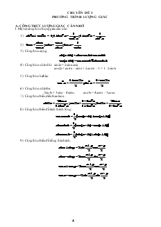 Chuyên đề 1: Phương trình lượng giác