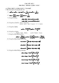 Chuyên đề 1: Phương trình lượng giác