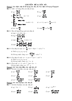 Chuyên đề 4: Dãy sô - Giáo án Tự chọn môn Toán học 11
