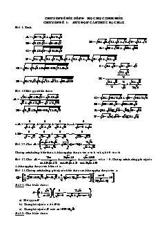 Chuyên đề bồi dưỡng học học sinh giỏi - Chuyên đề 1: Rút gọn căn thức bậc hai