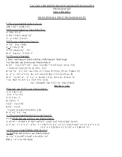 Chuyên đề Các ôn thi học sinh giỏi Toán lớp 9 phần: Đại số - Chuyên đê 1: Phân tích đa thức thành nhân tử