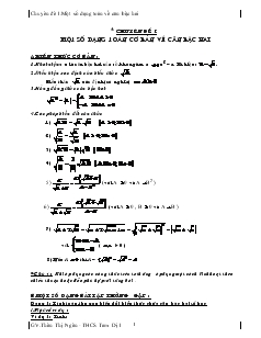 Chuyên đê I : Một số dạng toán về căn bậc hai