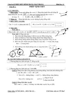 Chuyên đề Phép biến hình trong mặt phẳng Hình học 11 - Chủ đề 1: Phép tịnh tiến
