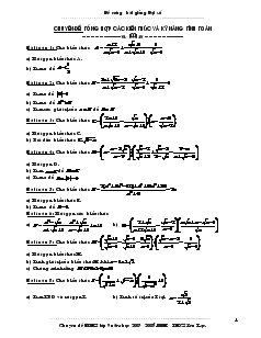 Chuyên đề: Tổng hợp các kiến thức và kỹ năng tính toán
