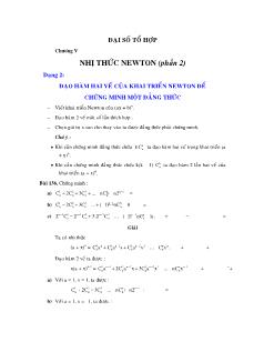 Đạo hàm hai vế của khai triển Newton để chứng minh một đẳng thức