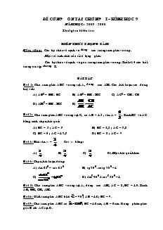 Đề cương ôn tập chương I – Hình học 9 Năm học: 2007 – 2008