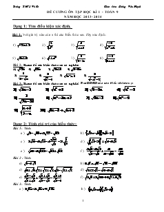 Đề cương ôn tập học kì I - Toán 9 Năm học 2013 - 2014