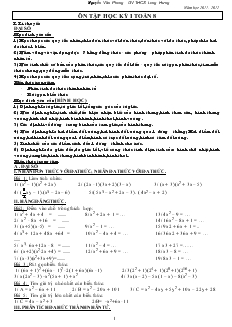 Đề cương ôn tập học kỳ I toán 8 năm học 2011-2012