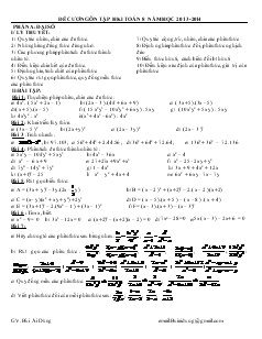 Đề cương ôn tập học kỳ I toán 8 năm học 2013-2014