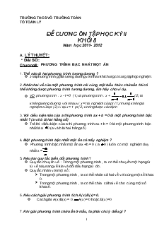 Đề cương ôn tập học kỳ II khối 8 năm học 2011- 2012