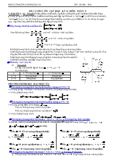 Đề cương ôn tập học kỳ II môn Toán 9